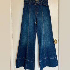Free People We The Free Wide Leg Belted Denim Jeans Size 27 NWOT